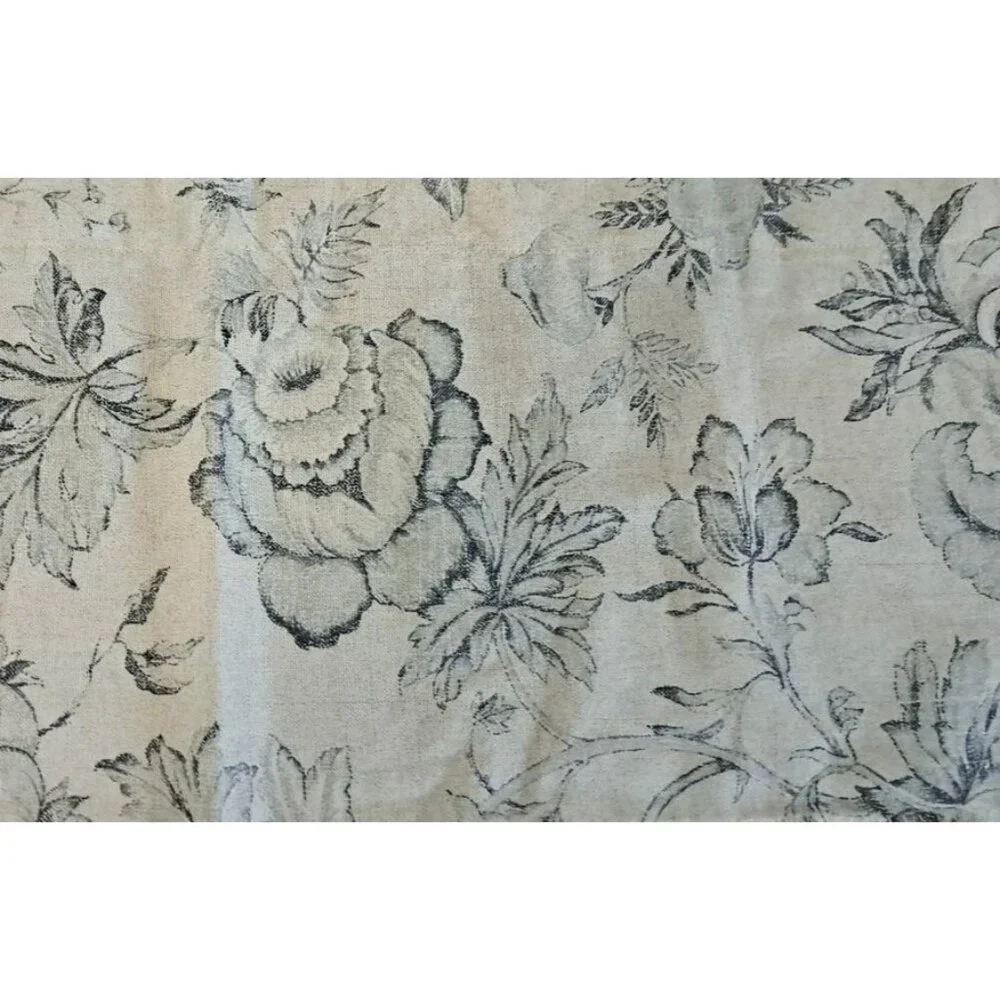 Blue & Beige Floral Curtain Valance JC Penney USA Made Cottage Baroque 60x18